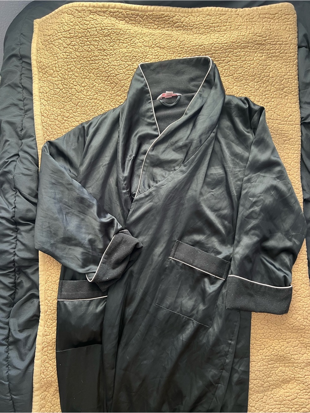 Victorias Secret Black Satin Vintage Floor-Length Robe M/L